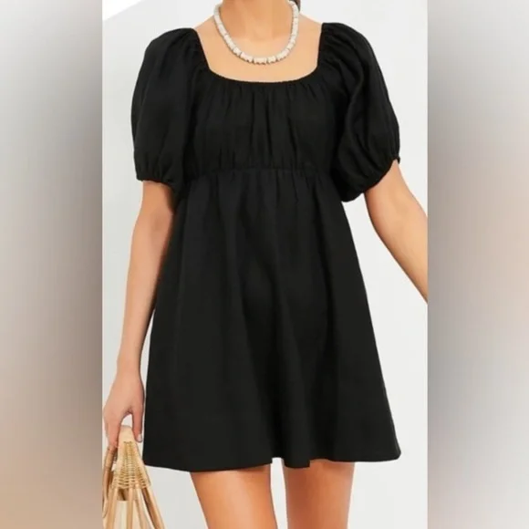 NEW Pomander Place Ares Puff Sleeve Mini Dress Women’s XL Black Party Cocktail - Picture 4 of 9